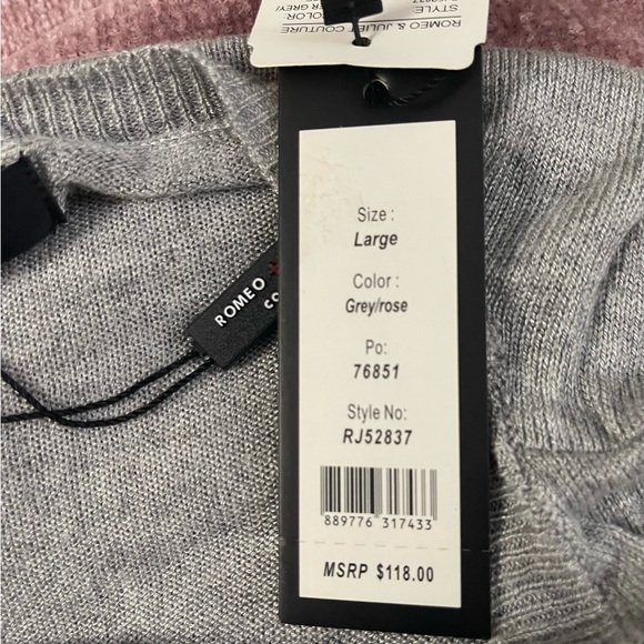 Romeo+Juliet Couture grey&soft rose pullover lightweight sweater - Picture 6 of 9